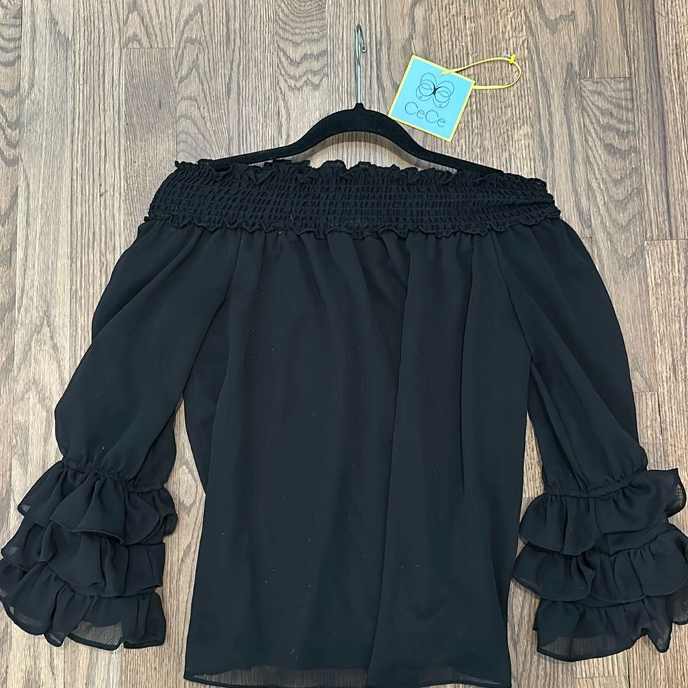 CeCe chiffon Top with Ruffles